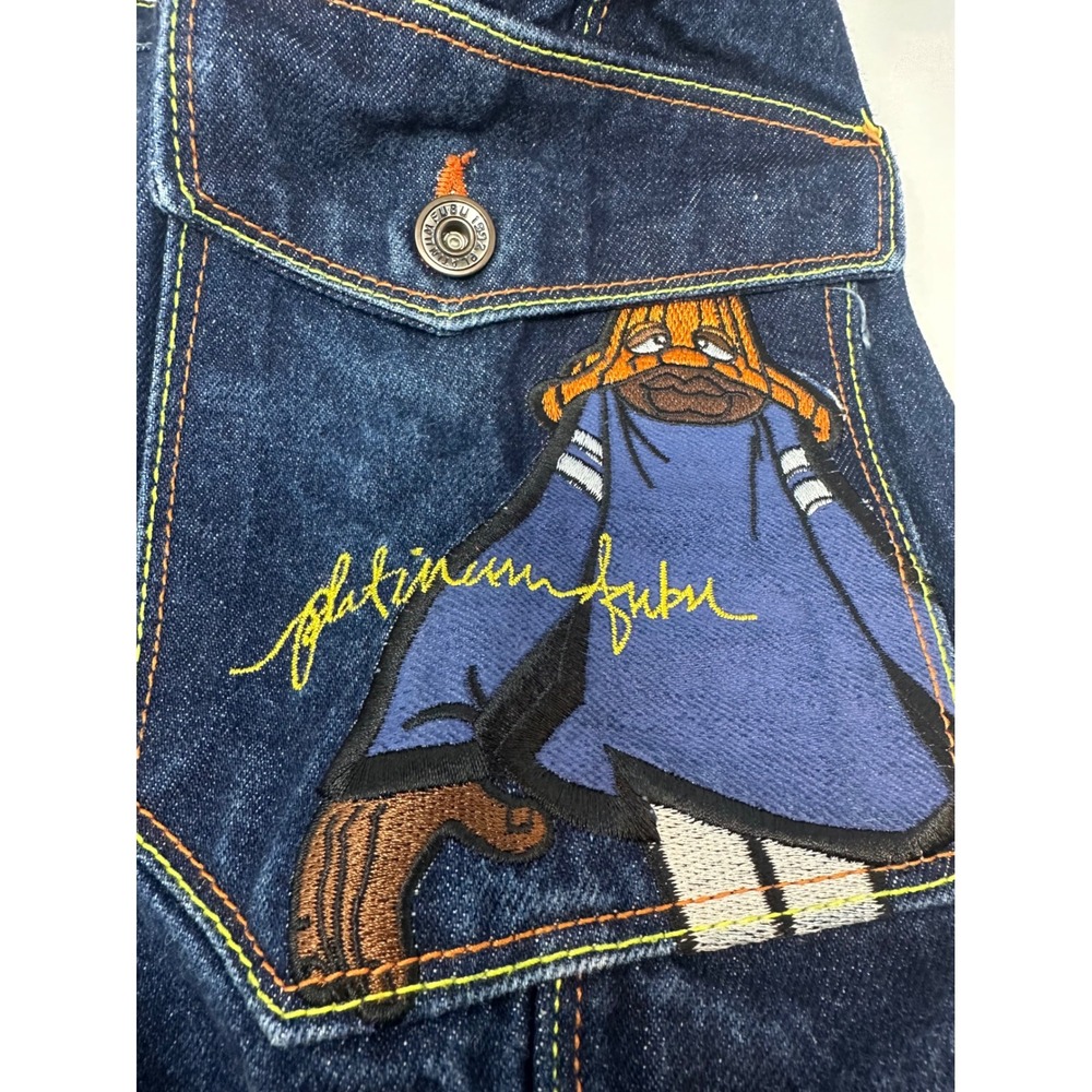 Vintage Platinum FUBU Women's Denim Shorts Size 28 Fat Albert Dumb Donald Y2K - Picture 5 of 11